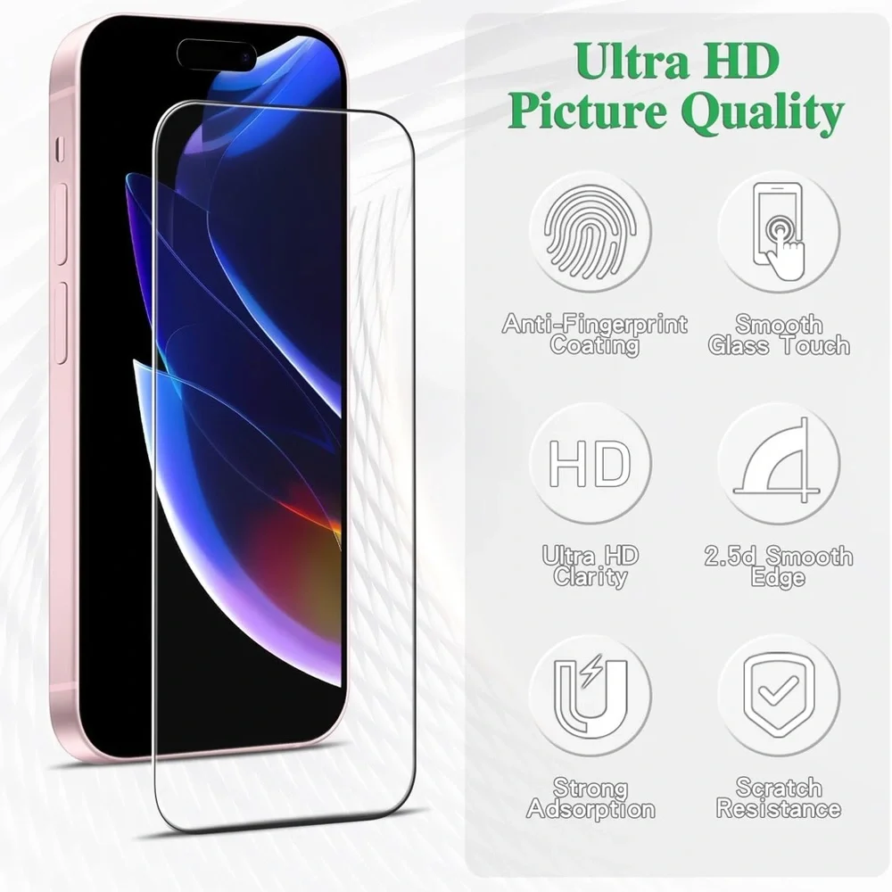 Pack 3 Tempered Glass Phone Screen Protector for iPhone 16
